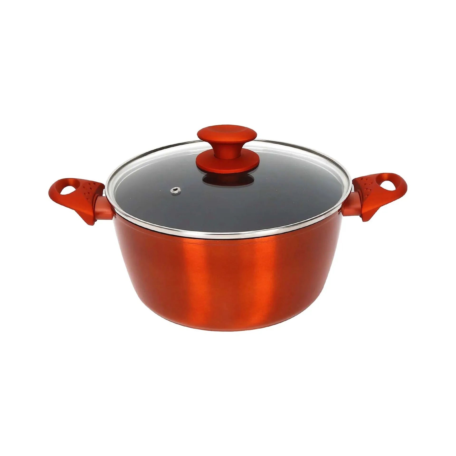 Chefline DZN26 Induction Base Ceramic Natural Coating Dutch Oven, 26 cm, Red - M&M