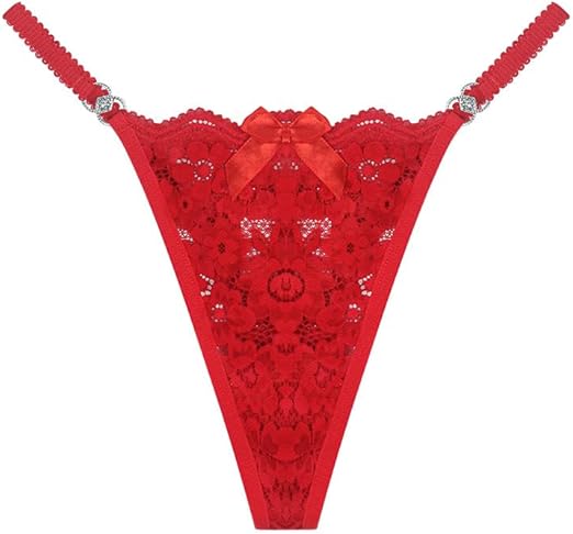 Women Lace Panties Floral Underwear Lace Briefs with Cute Bow Center - M&M