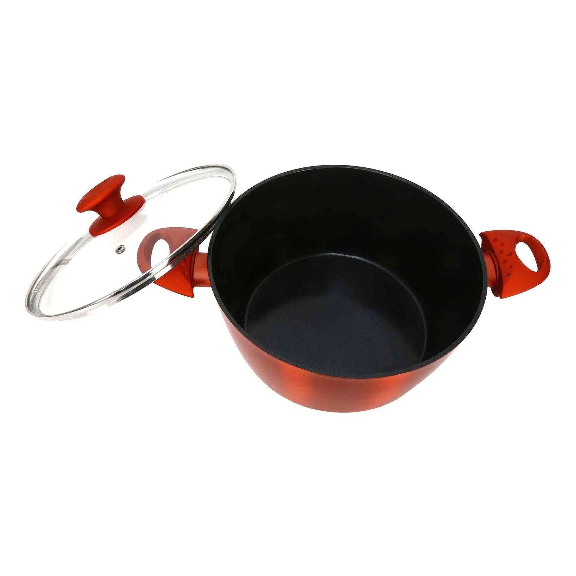 Chefline DZN26 Induction Base Ceramic Natural Coating Dutch Oven, 26 cm, Red - M&M