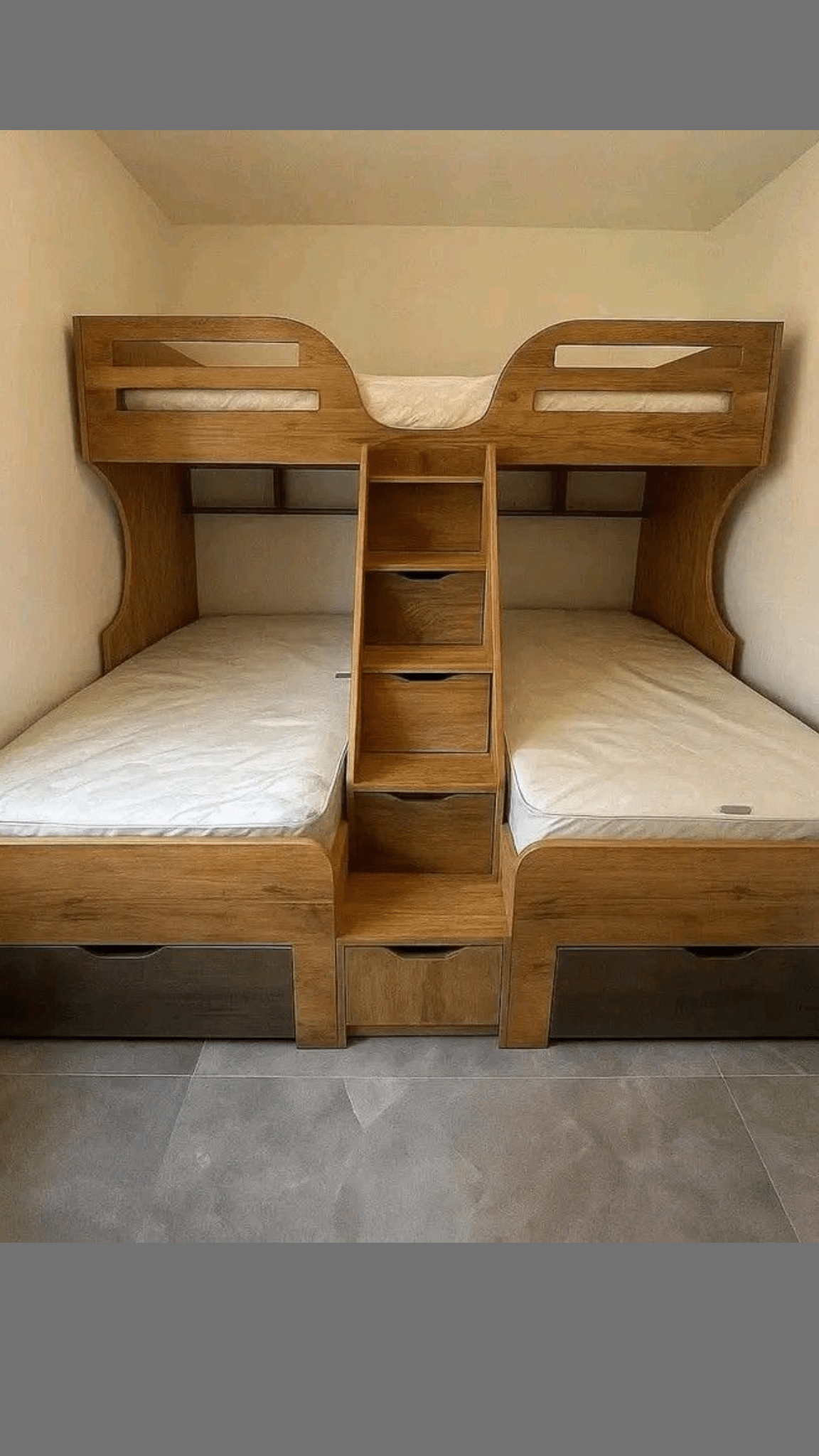 Triple Bunk Bed with Storage Staircase – Handcrafted Solid Oak | سرير ثلاثي بدرج تخزين – خشب بلوط صلب مصنوع يدوياً - M&M
