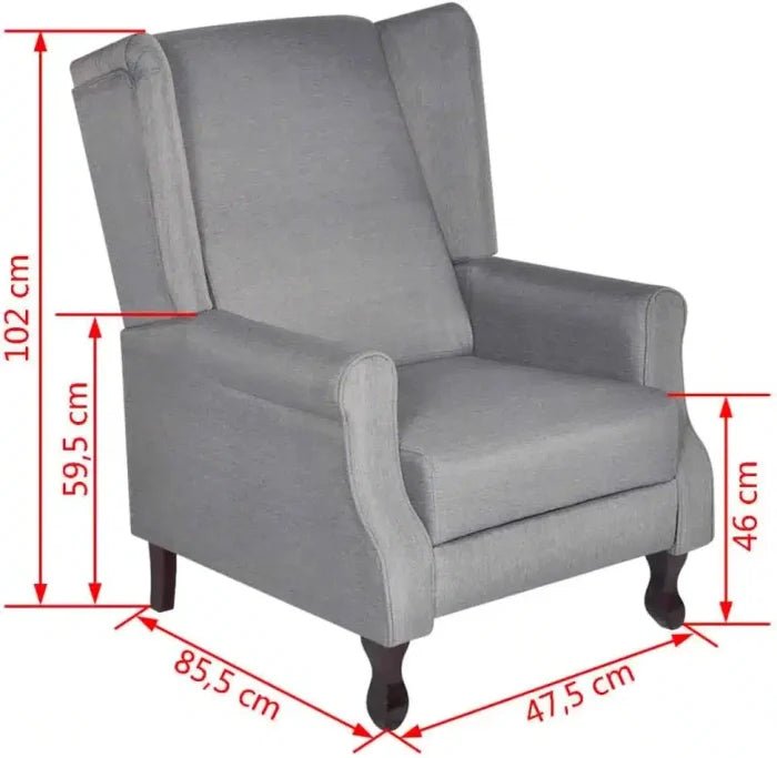 vidaXL Classic Dark Gray Fabric Recliner – Comfortable Adjustable Reclining Chair with Sponge Padding & Wooden Structure for Living Room and Office - M&M
