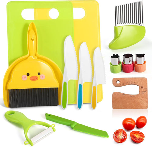 14 PC Safe Knife Kid Toddler Kitchen Set for Real Cooking - M&M