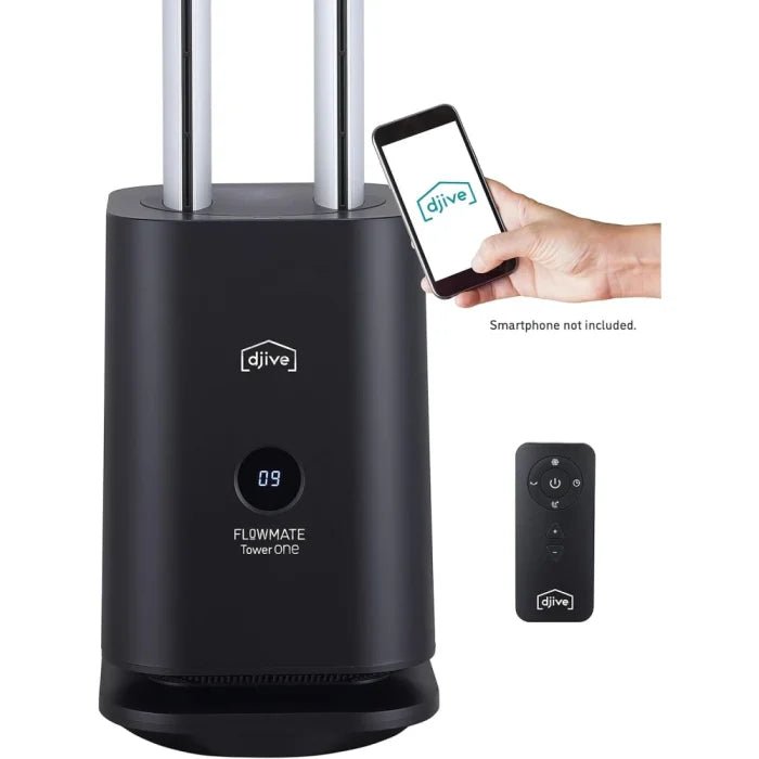 Djive Flowmate Tower One Smart Tower Fan & Air Purifier – HEPA 12 Filter, Alexa & App Control, 80° Oscillation, Remote Control | 105cm | 35W | Anthracite - M&M