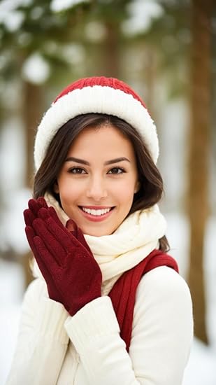 Winter Touchscreen Gloves, Fleece - Lined Windproof Plush Gloves with Button - M&M