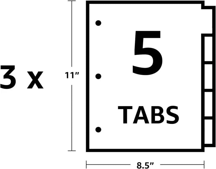 Amazon Basics 5 - Tab Plastic Binder Dividers with Writable Multicolor Index Tabs – 1 Set | UAE - M&M
