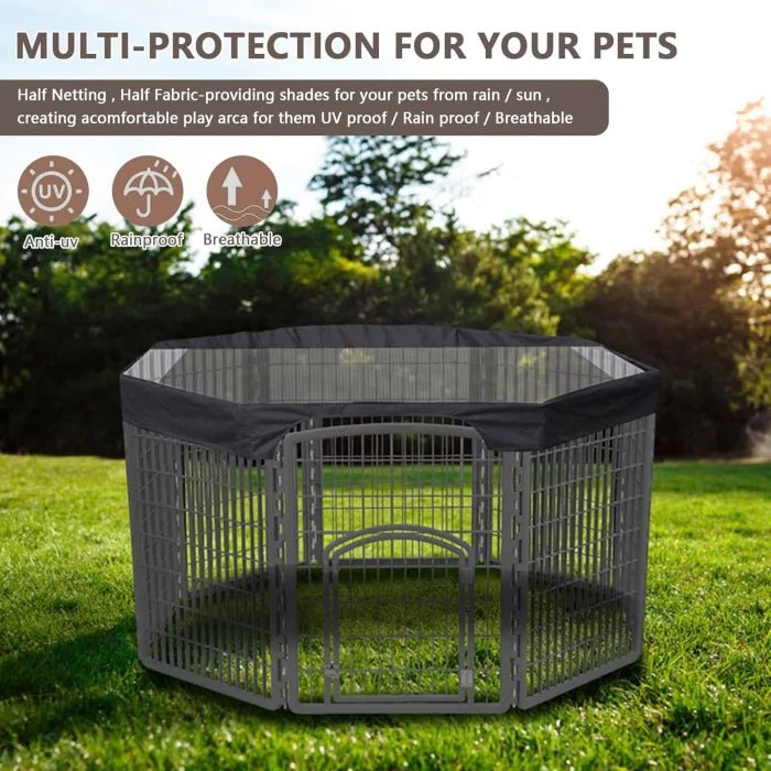 Dog Cage Top Cover Breathable Waterproof UV Protection Dog Cage Protective Cover Mesh Dog Cage Top Cover Sunproof Pet Kennel Top Cover for 24 Inches Size Octagonal Pet Pen Outdoor Indoor - M&M
