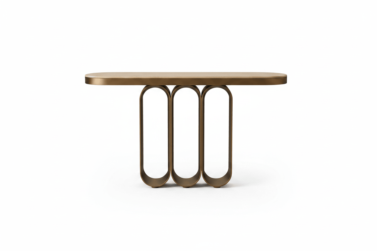 Handcrafted Arch Loop Console Table – Made to Order | Oak & Bronze - M&M