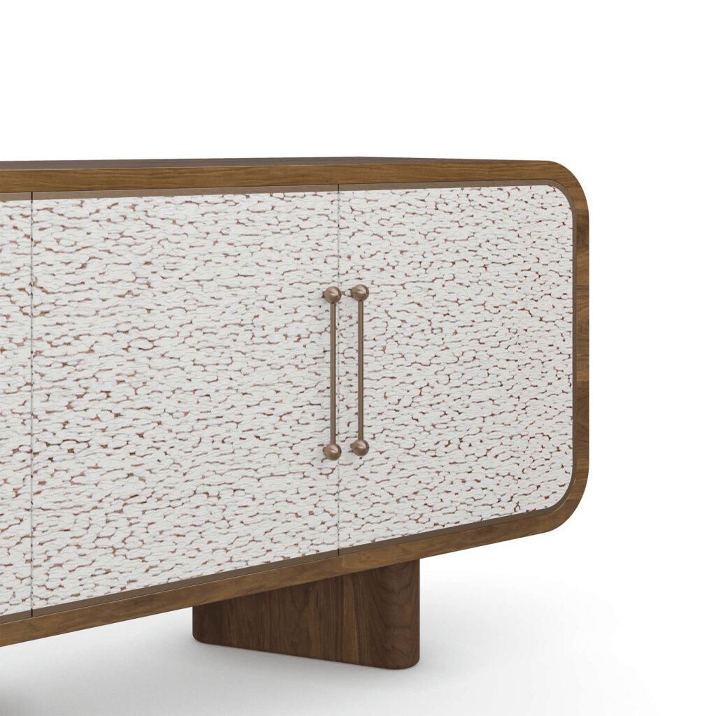 Dune Sideboard – Handcrafted Walnut & Textured Bouclé Doors | سيدبورد ديون – جوز وأبواب بوكليه منسجة مصنوع يدوياً - M&M