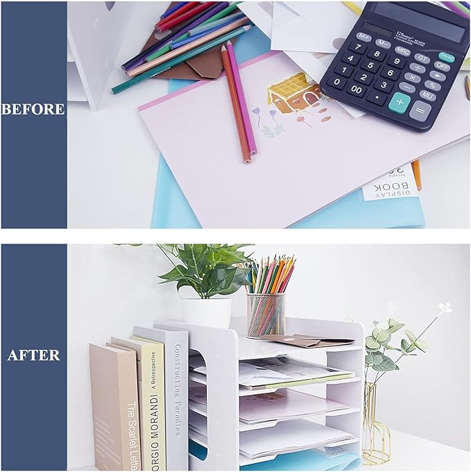 5 Tier Desk Organizer Tray with Drawer and Pen Holder - M&M