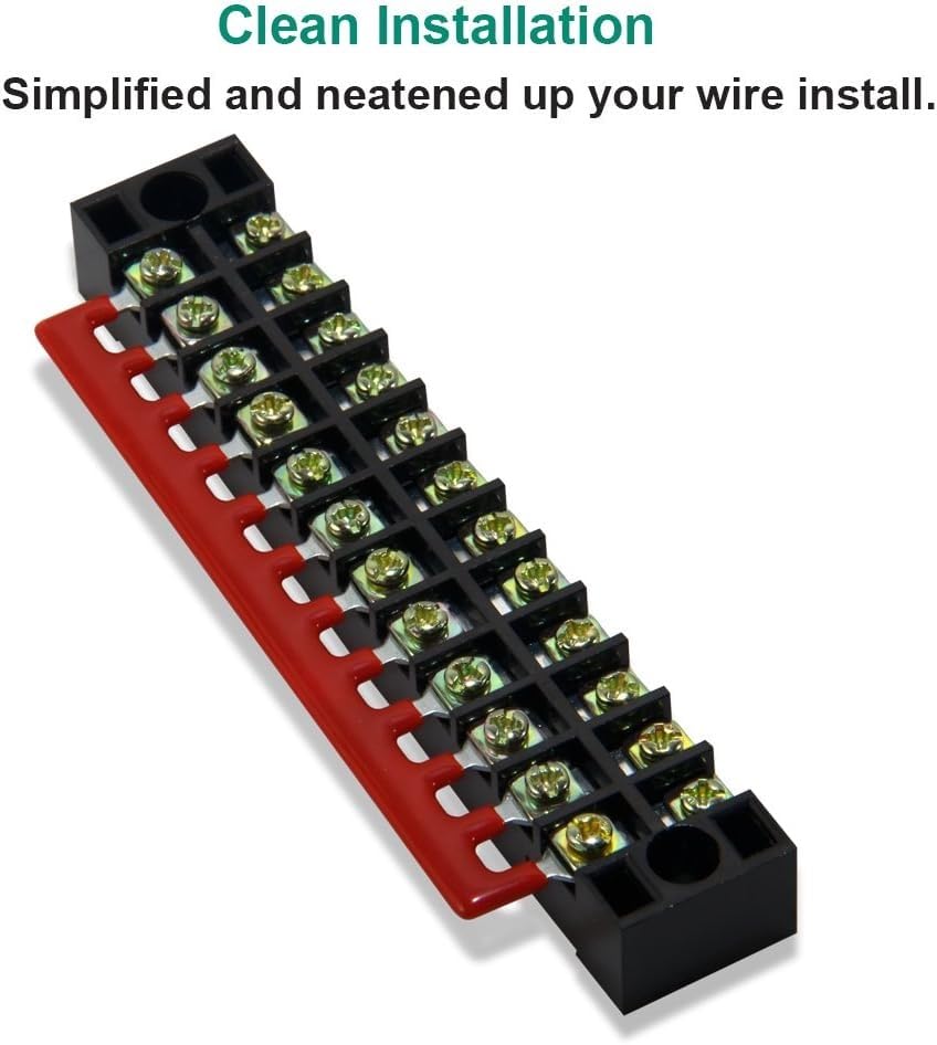 THE WHITE SHOP 12 Positions Dual Row 600V 15A Screw Terminal Strip Blocks - M&M
