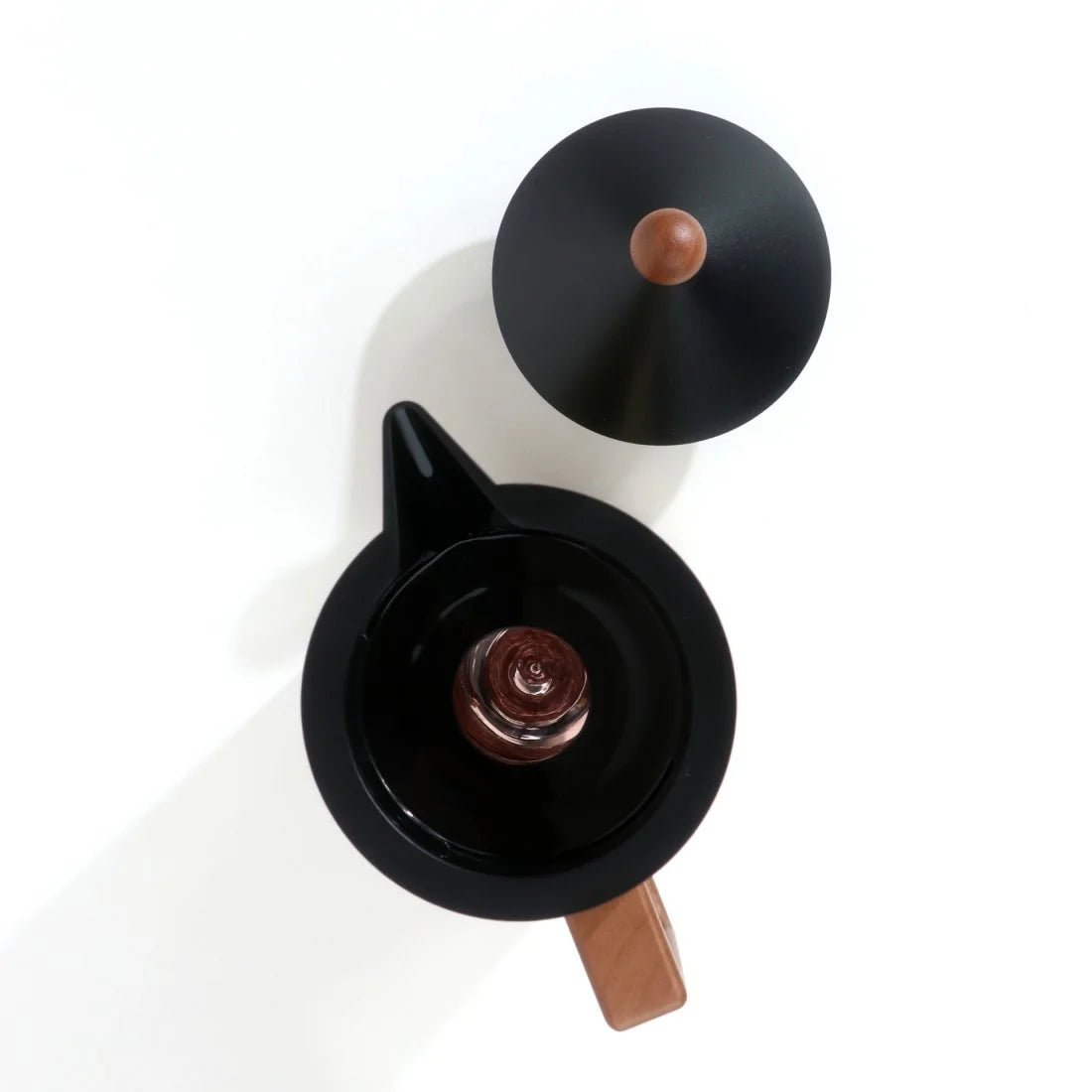 Stainless Steel Vacuum Flask Set Push Button With Wooden Handle And Metal Ball Lid - Golden - M&M