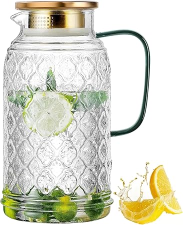 Water Jug Glass Pitcher with Lid - M&M