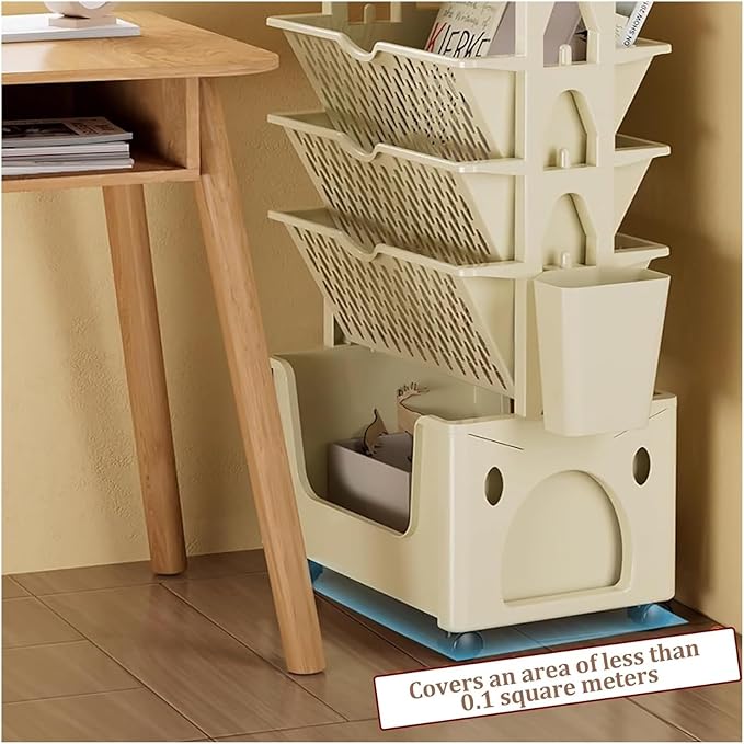 book cartMobile Bookshelf,Mobile Bookshelf With Wheels, 5 Tier Book Rack - M&M