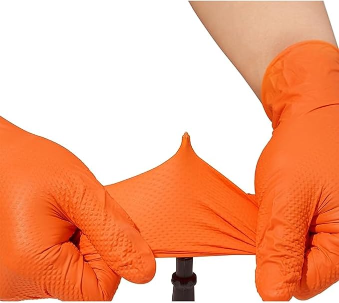 ZALCOON Heavy - Duty Orange Nitrile Gloves - M&M