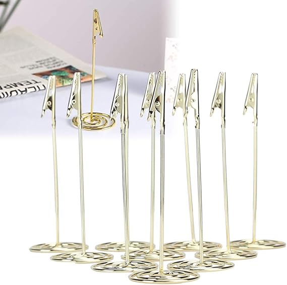 NEBO Metal Table Cards Clips, Message Card Holder Note Clips Round Base - M&M