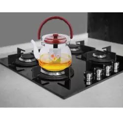 Heat Resistant Borosilicate Glass Tea and Coffee Pot with Removable Stainless Steel Strainer and Ergonomic Comfort Handle - 1400ml Large Capacity for Home and Office - M&M