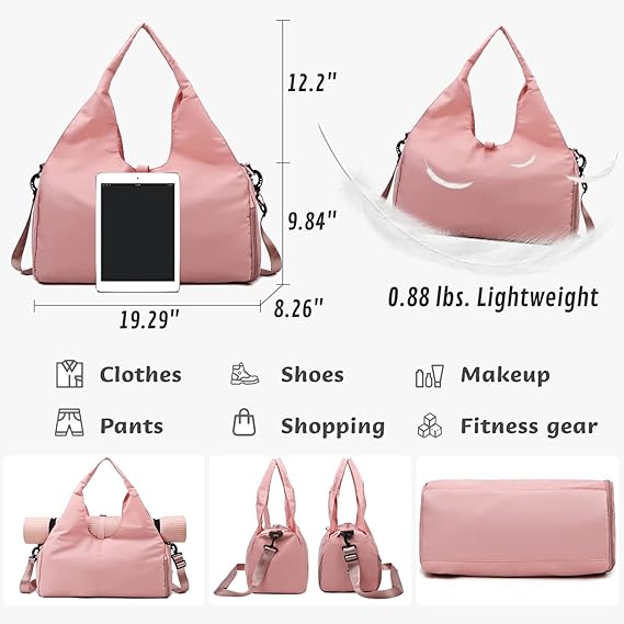 SOOFAM Yoga Gym Bag，Sport Gym Bag for Women Men with Shoe - M&M