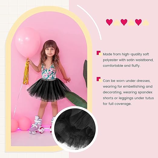 Jaffiust Tutu Skirt, Girls Tutu Kids Dress Layered Tulle Tutu for Girls 4 - M&M