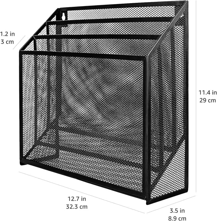 Amazonbasics 3 – Tier File Organizer, Black Mesh - M&M