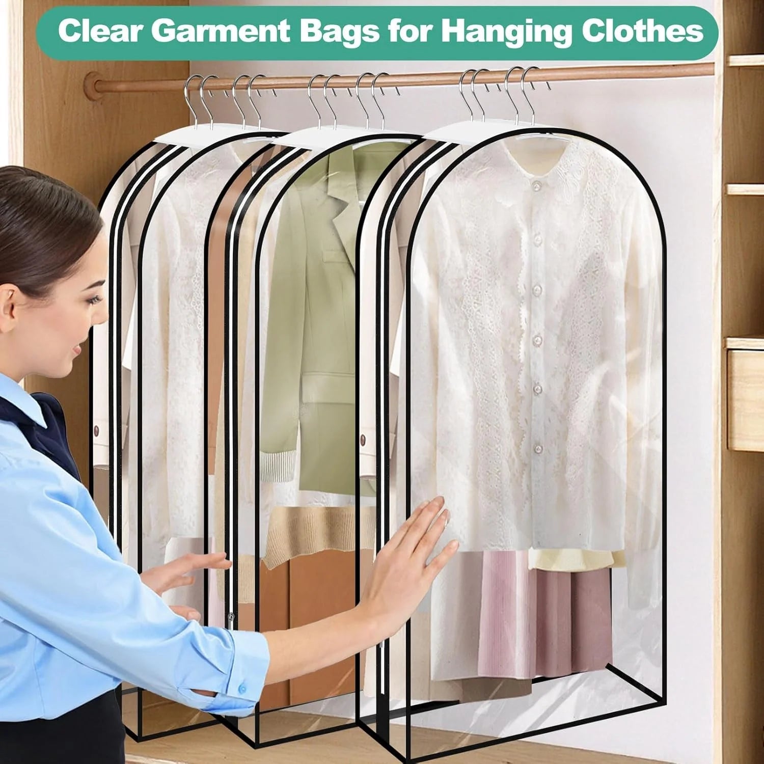 KEETDY 10" Guessted Garment Bags for Hanging Clothes - M&M
