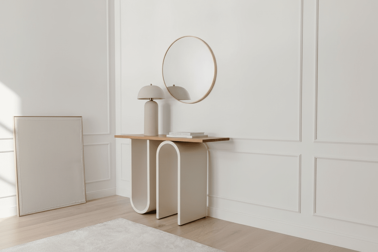 Handcrafted Arch Console Table – Made to Order | Natural Oak & Cream - M&M