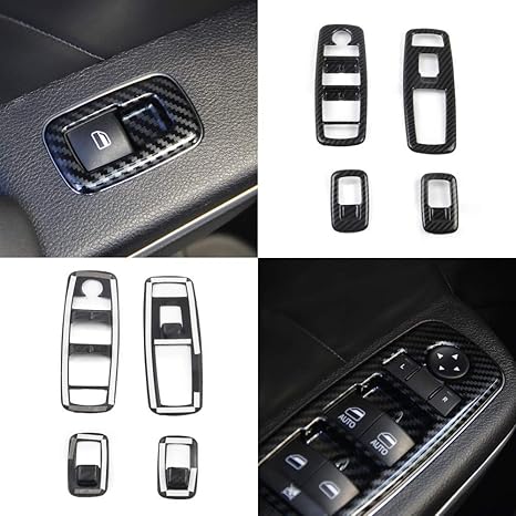 Carbon Fiber Window Lift Trim Switch Panel Cover Trim for Dodge Charger - M&M