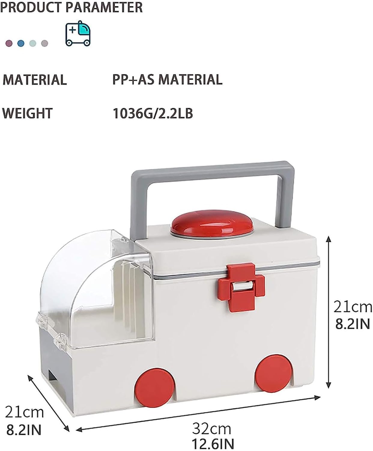 ANTOLE Family First Aid Medical Storage Box – Multi - Layer Medicine Cabinet Organizer with Removable Pill Case & Handle - M&M