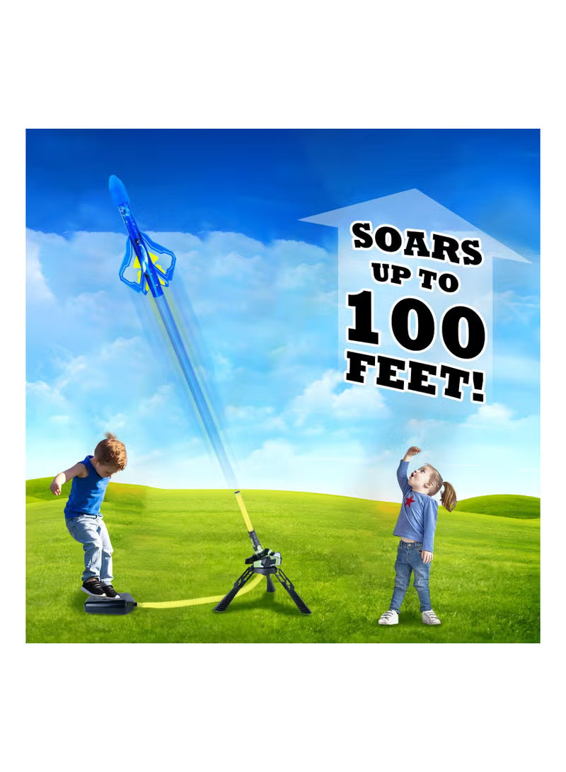 Rocket Launcher for Kids, Stomp Launch Up To 100 Ft, 3 Led Light-Up Planes | مطلق صواريخ للأطفال بالدهس حتى 100 قدم 3 طائرات LED