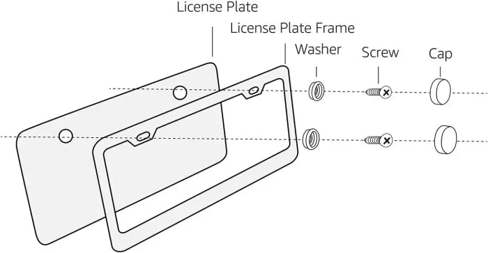 Amazon Basics Stainless Steel License Plate Frame Pair with Screw Caps – 2-Hole, 12.2” x 6.3”, Silver