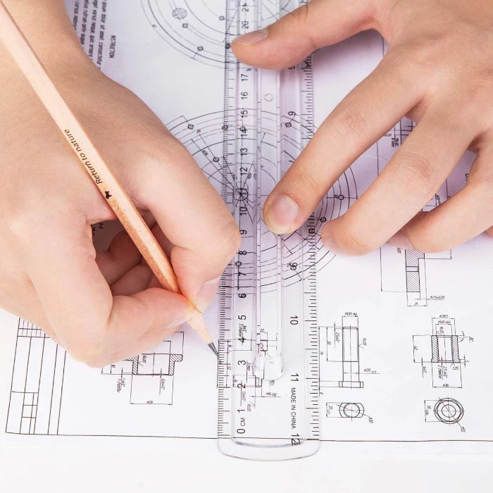 Amazon Basics 12-Inch Plastic Ruler with Finger Grip, 4-Pack, Clear